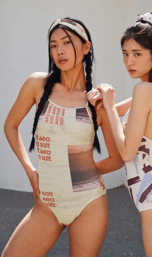 씨솔트씨수영복 V BACK COLLAGE GRAPHIC SWIM SUIT